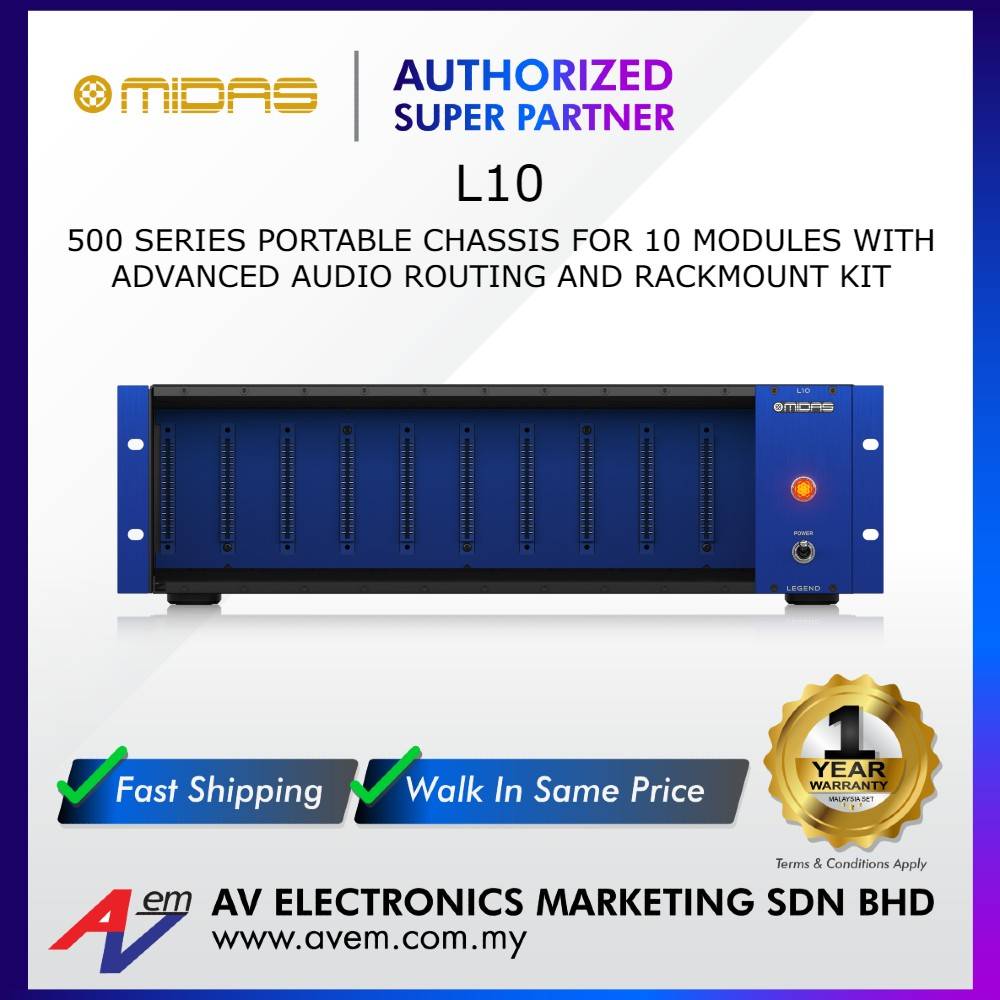 MIDAS L10 500 Series Rackmount Chassis for 10 Modules with Advanced